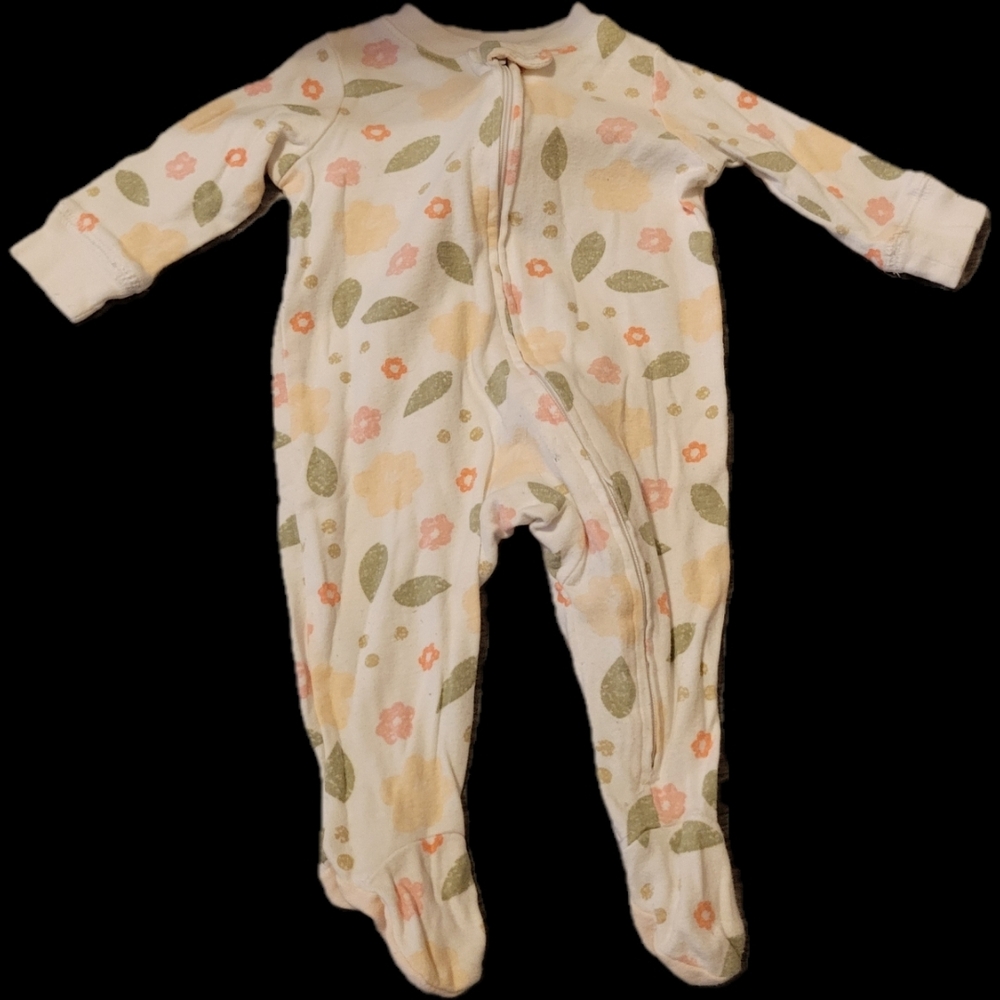 Okie Dokie White and Pink Footies with Woodland Animal Print